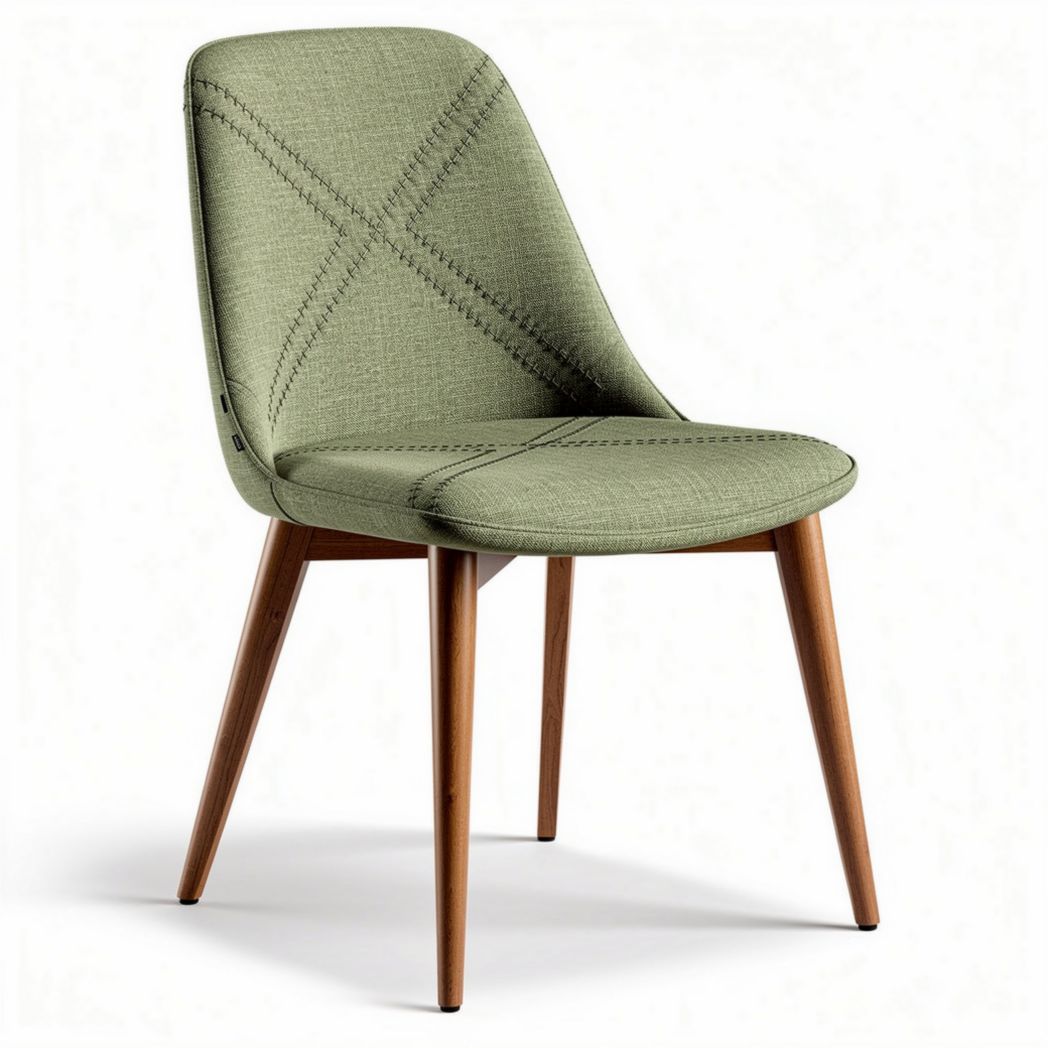 Chaise moderne en tissu vert avec pieds en bois de hêtre 45 x 50 x 80cm