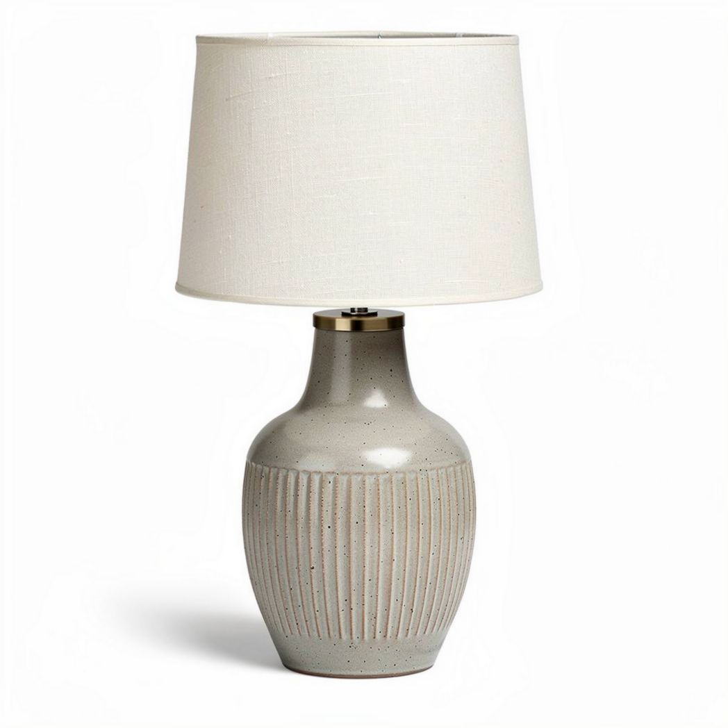 Lampe de table en céramique grise avec abat-jour en tissu 30 x 30 x 60cm