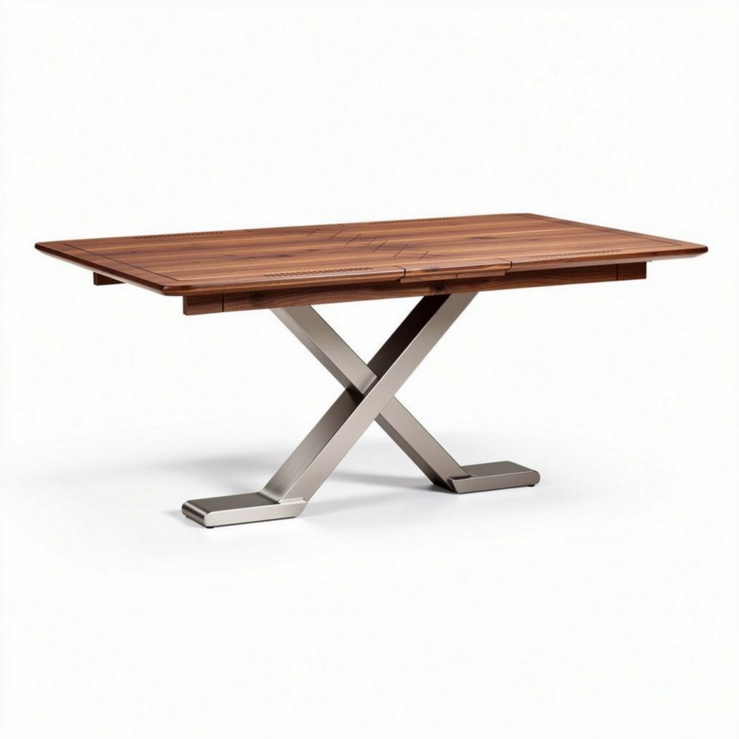 Table à manger en bois de noyer et métal dimensions 180 x 90 x 75cm