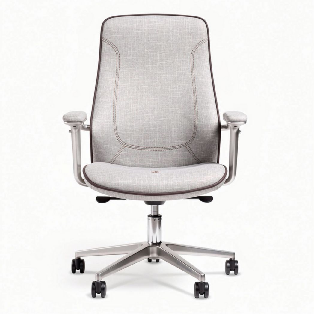 Chaise de bureau en tissu gris avec accoudoirs et roulettes 60 x 60 x 110cm