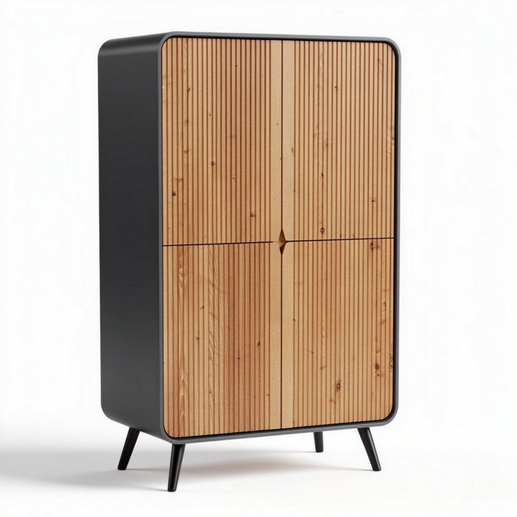 Armoire en bois avec finition en stries dimensions 80 x 40 x 120cm