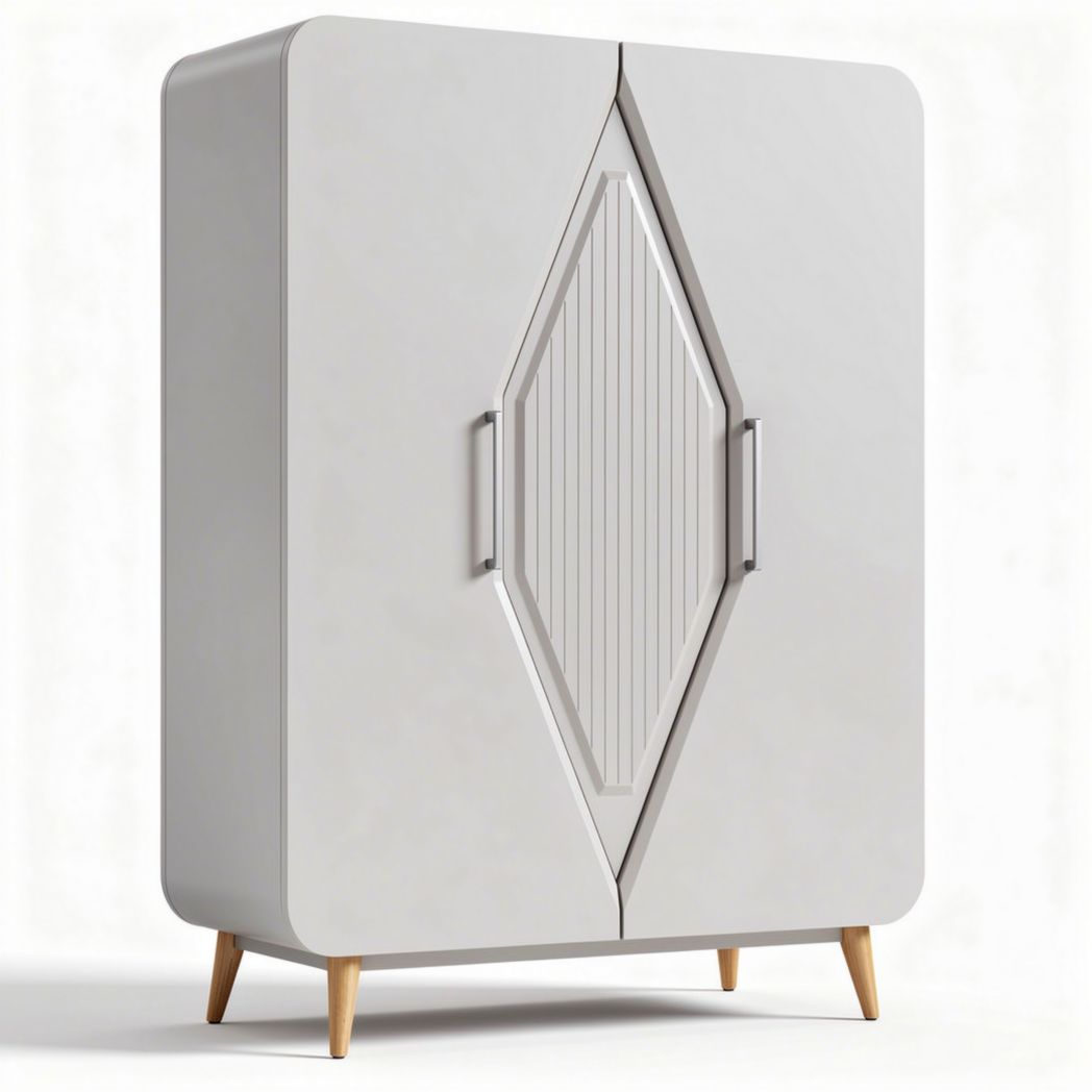 Armoire blanche en bois avec portes en damier dimensions 80 x 40 x 120 cm