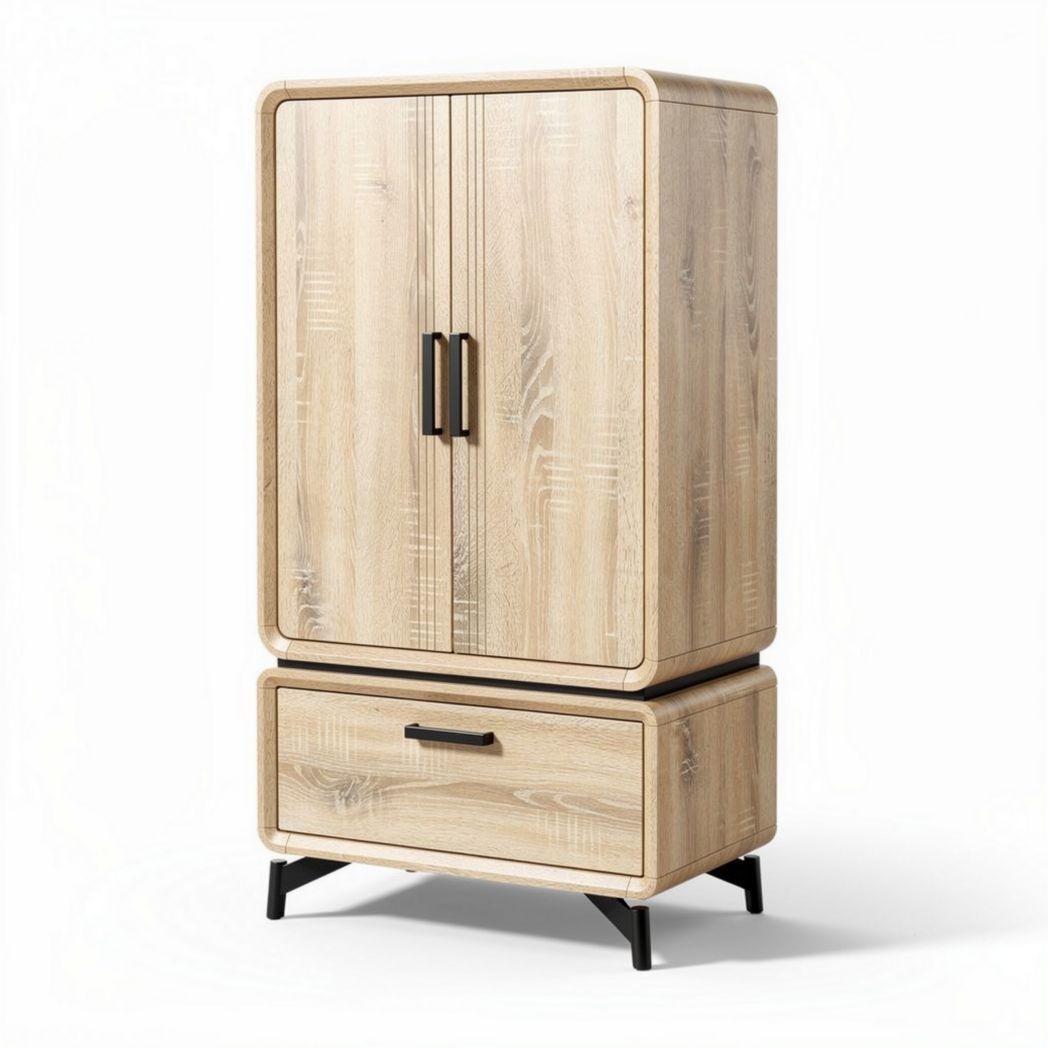 Armoire en bois avec tiroir et portes en style contemporain 90 x 50 x 120 cm