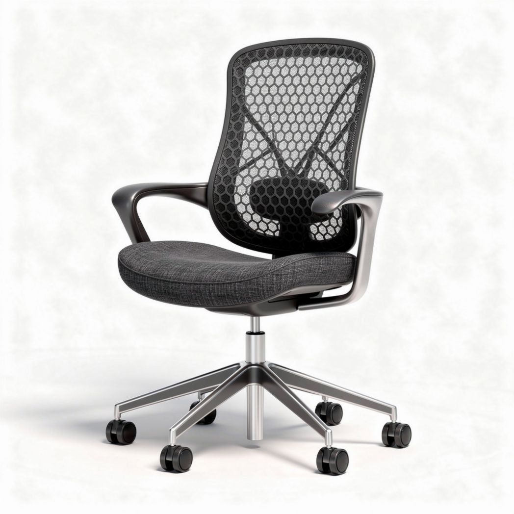 Chaise de bureau ergonomique en maille noire avec siège rembourré 60 x 60 x 95cm