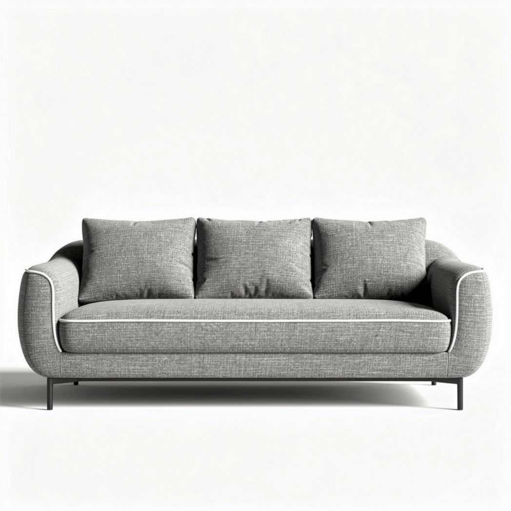Canapé gris en tissu avec coussins dimensions 200 x 90 x 85 cm